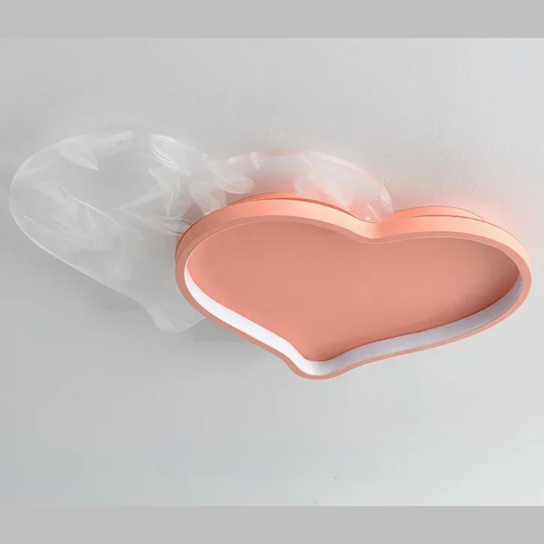 Warm LED light for a cozy bedroom with heart-and-star styling.